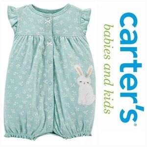 NWT Carter's Light Sea Green Baby Romper with BUNNY ~24M